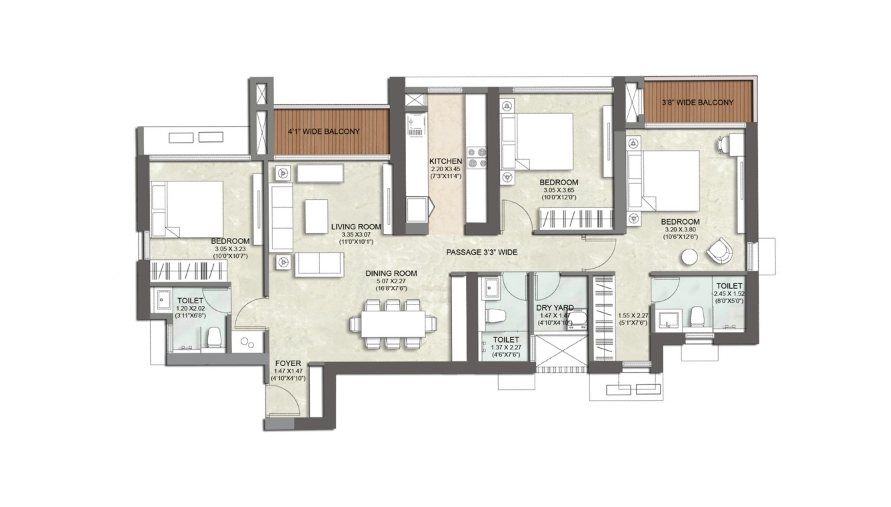 2 BHK Floor Plan